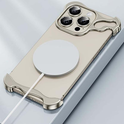 Alloy Armor Bumper Case for iPhone, Minimalist Unique Titanium Alloyarmor Premium Frameless Case, for iPhone 16/15/14/13/12 Promax (15,Gray)