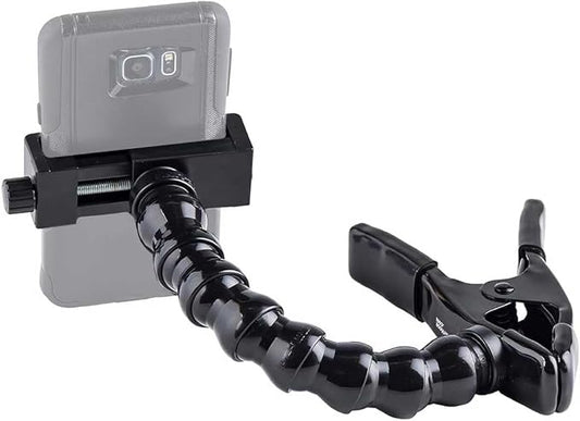 MOGO ModularHose Assistive Technology Phone Holder with Heavy-Duty Spring Clamp (Opens to 2"), 8 Inch Arm
