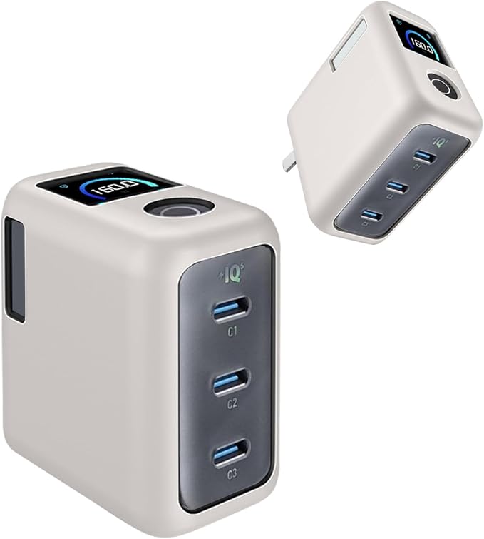 Case for Anker Prime 160W 3-Port Compact Charger – Soft Silicone Protective Cover for Dynamic Charger,Shockproof Dustproof Charging Block Protector Sleeve[Gray]