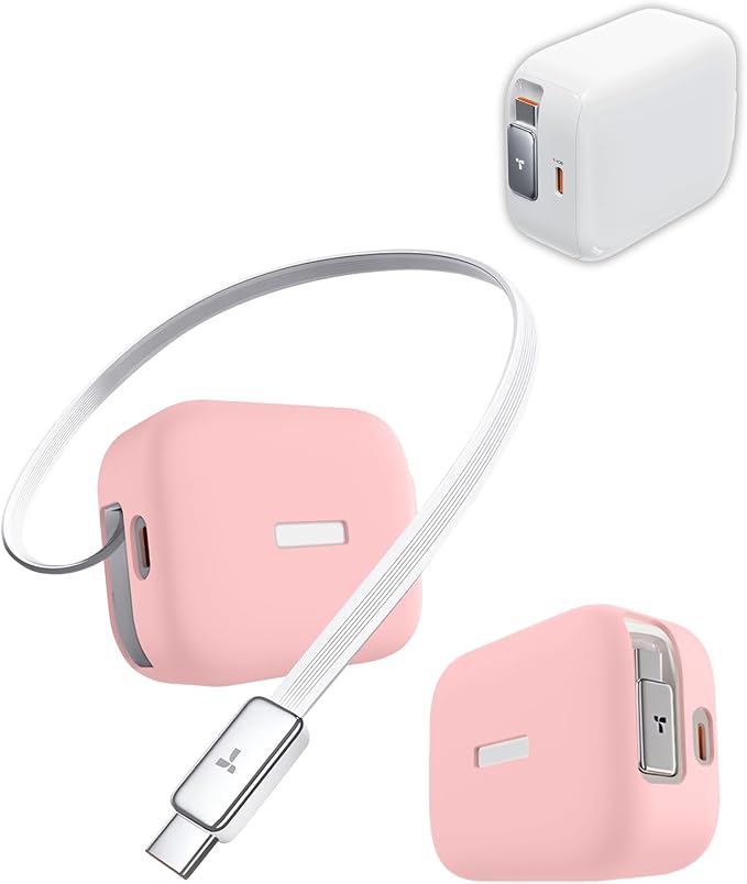 Silicone Protective Case for TORRAS FlexLine 67W Charger, Full-Body Protective Cover with Precise Cutouts, Shockproof Dustproof Charging Block Protector Sleeve & Scratch-Resistant Sleeve (Pink)