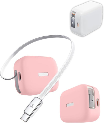 Silicone Protective Case for TORRAS FlexLine 67W Charger, Full-Body Protective Cover with Precise Cutouts, Shockproof Dustproof Charging Block Protector Sleeve & Scratch-Resistant Sleeve (Pink)