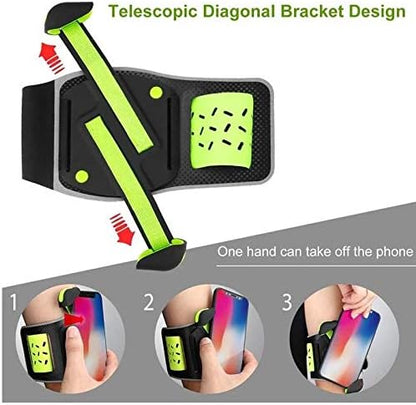 BoxWave Holster Compatible with Fairphone 3+ - FlexSport Armband, Adjustable Armband for Workout and Running - Stark Green