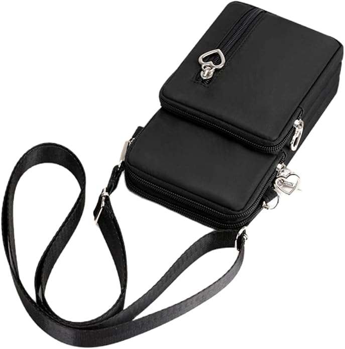 JUMISEE 3-Layers Crossbody Bag Cellphone Pouch Armband Wallet Nylon Smartphone Purse