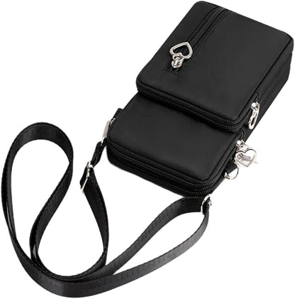 JUMISEE 3-Layers Crossbody Bag Cellphone Pouch Armband Wallet Nylon Smartphone Purse