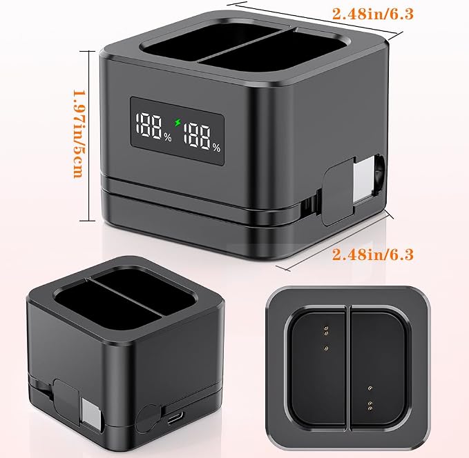 Upgraded,1Pack Batteries Charger,A Charger Compatible with Ring Batteries and Others, LED Digital Display,Dual Charging,for Doorbell Camera 2/3/4,3Plus,Spotlight/Stick Up Cam