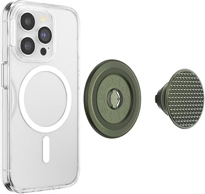 PopSockets Phone Grip for MagSafe, Magnetic Holder, Phone Stand, Green - Triangle Knurl Olive