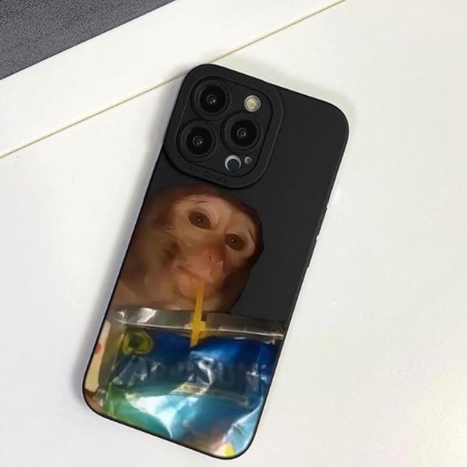 Monkey Phone Case, Funny Monkey Phone Cases, Monkey Drinking Phone Case, for iPhone 16/15/14/13/12/11 Promax (Purple, for iPhone 17)