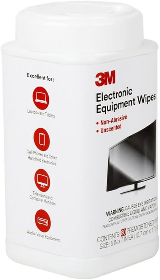 3M Antistatic Wipes, 80-Count Canister, Safe for Use on Most Electronic Devices (CL610)
