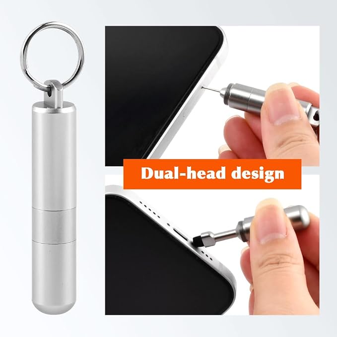 2 in 1 SIM Card Eject Tool with Cleaning Brush & Keyring, Eject Pin and Reset Needle for Smartphone, Tablet, Router, Portable Multi-Tool Keychain