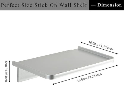 JDYOOMI Acrylic Floating Wall Shelves - Small Stick-on Wall Mounted Phone Shelf Holder Wipes Rack Smart Speaker Shelf for Bathroom,Kitchen,Toilet,Bedroom,Office - Sliver