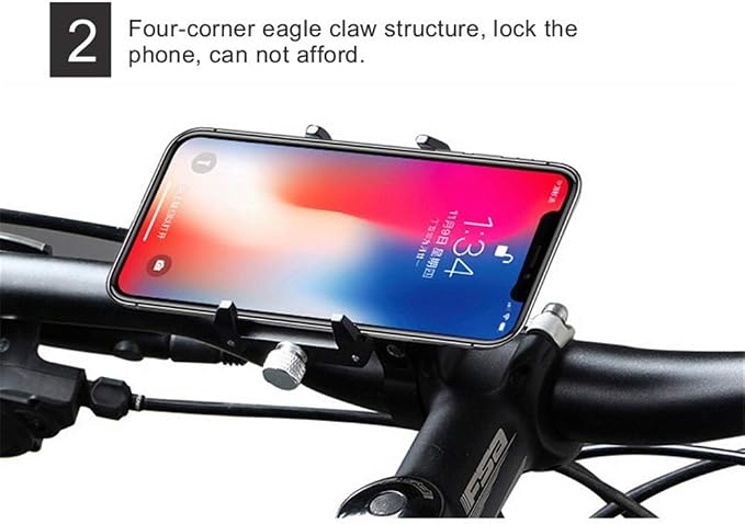 GUB PRO1 Universal Alloy Bike Cell Phone Holder Aluminum Bicycle Handlebar Phone Support for 3.5-6.2inch Bike Bracket Mount