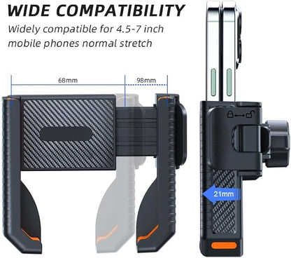 Wonwood_direct Bike Phone Mount, Motorcycle Phone Holder with Not Block Camera, Motorcycle Handlebar Cell Phone Clamp for iPhone 16, iPhone 15 Pro Max/Plus,14,S9, S10 and More 4.5" to 7" Phone