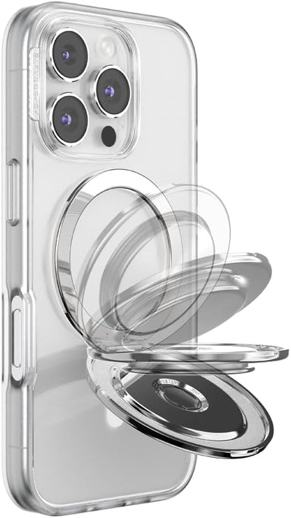 PopSockets Kick-Out Grip for MagSafe, Adjustable Kickstand for Portrait or Landscape, Magnetic Stand, Silver - Silver