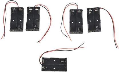 100 Pcs 2 x 1.5V AA Battery Holder Case Box Black W Wire Leads