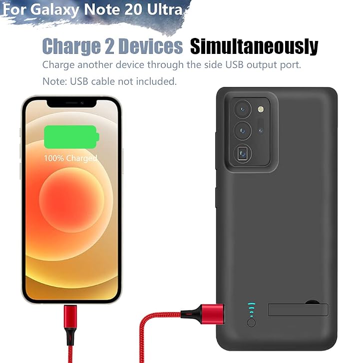 Sitong Battery Case for Samsung Galaxy Note 20 Ultra 5G, 6000mAh Rechargeable Extended Battery Charging Charger Case, Add 100% Extra Juice, Not Compatible with Galaxy S20 Ultra Black