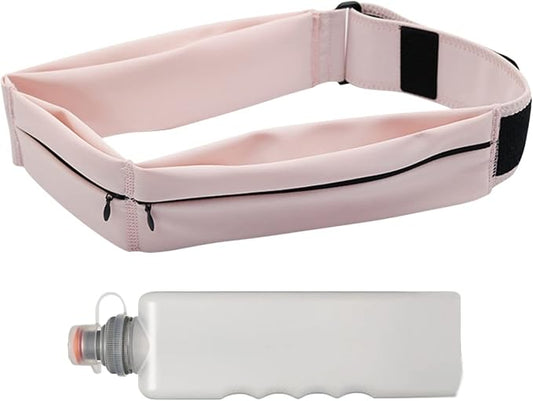 Running Belt with 11oz Water Bottle for Men Women, Slim Sport Workout Fanny Pack Phone Belt Holder Sweat and Waterproof Money Belt for Running Traveling Hiking