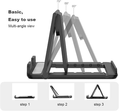 4 Pack Portable Cell Phone Stand Holder for Desk, Foldable Pocket-Sized Mount, Universal Adjustable Desktop Mobile Phone Kickstand Compatible with iPhone IPads Kindle Android Colorful