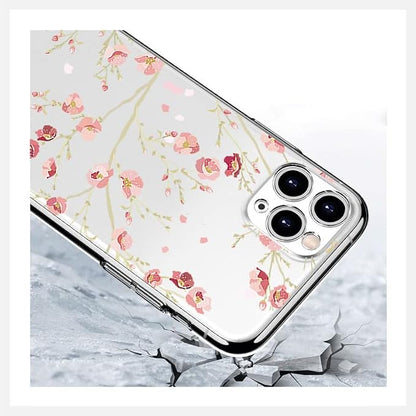 Cover for ZTE Blade A73 (6.52 inch) Case + Screen Protector，Tempered Glass 9H Hardness Protective Film and Soft Silicone Bumper Shell Transparent TPU Phone case -Peach Blossom