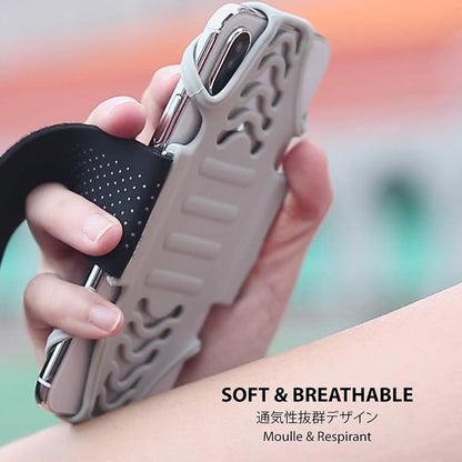 BONE Run Tie, Running Armband Phone Holder, Skin-Friendly & Washable Silicone Sport Armband, Universal Workout Phone Carrier Compatible with 4"-6.7" Smartphones (Gray - Size S/Arm Size 7.9-9.8'')