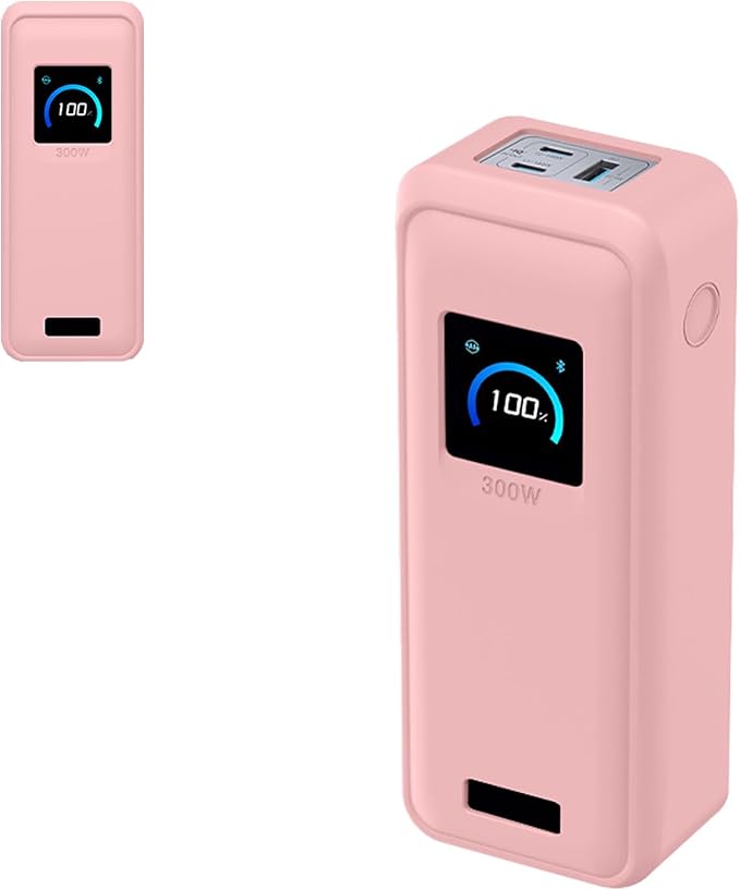 Case for Anker Prime Power Bank(26250mAh 300W)– Soft Silicone Protective Cover Compatible with Prime Power Bank(26250mAh 300W),Shockproof Anti-Scratch Slim Fit Case,Pink