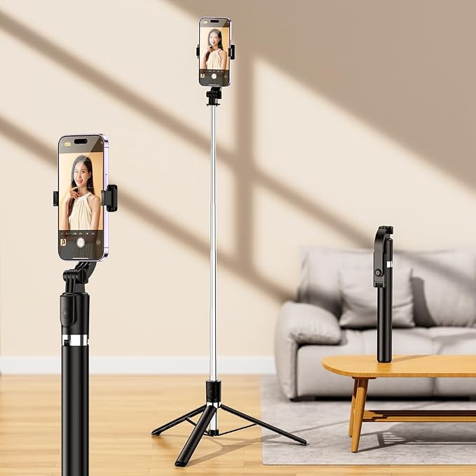 Tianle Selfie Stick, 67 Inch Phone Tripod Extendable Cell Phone Tripod Stand with Wireless Remote and Phone Holder Compatible with iPhone Android Phone for Selfie, Video Recording, Photo