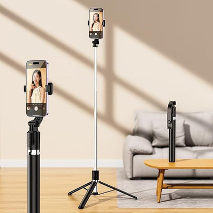 Tianle Selfie Stick, 67 Inch Phone Tripod Extendable Cell Phone Tripod Stand with Wireless Remote and Phone Holder Compatible with iPhone Android Phone for Selfie, Video Recording, Photo
