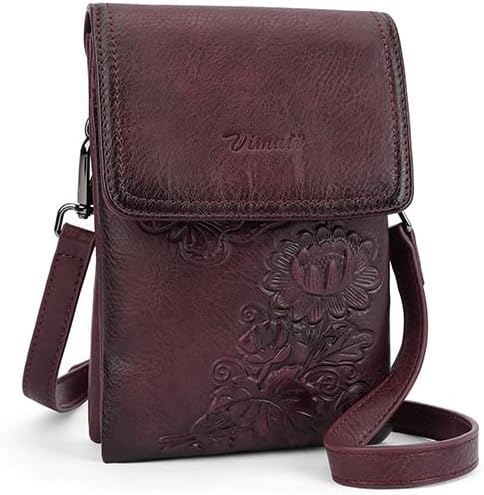 Small Crossbody Bags for Women Trendy Vegan Leather Cell Phone Bag Embossed Flower Design Wallet Purses with Strap