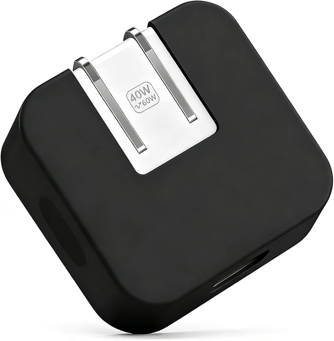 40W Soft Silicone Charger Sleeve Case Protective Cover for Apple 40W Power Adapter & 60W Max Charger, with iPhone 17/16/15, MacBook Air 13/13.6/15, Apple Watch Accessories. Black