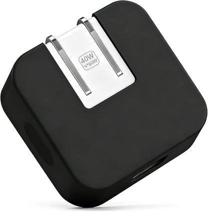 40W Soft Silicone Charger Sleeve Case Protective Cover for Apple 40W Power Adapter & 60W Max Charger, with iPhone 17/16/15, MacBook Air 13/13.6/15, Apple Watch Accessories. Black