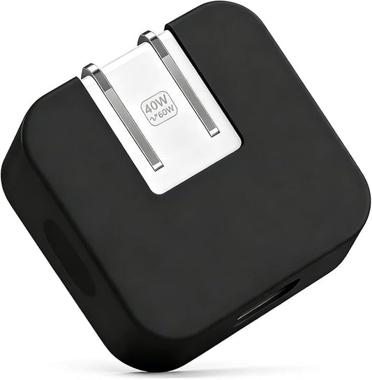 40W Soft Silicone Charger Sleeve Case Protective Cover for Apple 40W Power Adapter & 60W Max Charger, with iPhone 17/16/15, MacBook Air 13/13.6/15, Apple Watch Accessories. Black