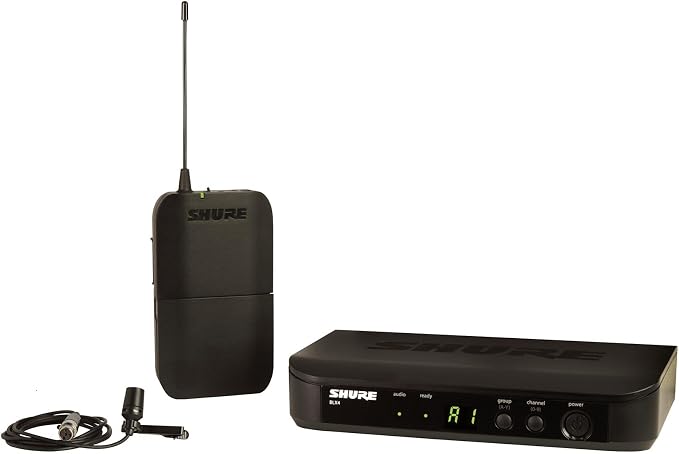 Shure BLX14/CVL Wireless Microphone System - 14-Hour Battery Life, 300 ft Range, UHF | Includes CVL Lavalier Mic, Bodypack Transmitter, Single Channel Receiver | H9 Band (BLX14/CVL-H9)
