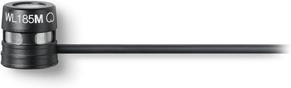 Shure WL185M Professional Low-Profile Lavalier Microphone - Cardioid Condenser Lav Mic with LEMO Termination, Includes Pouch, Tie Clip & Snap-Fit Windscreen - Black (WL185MB/C-LM3)