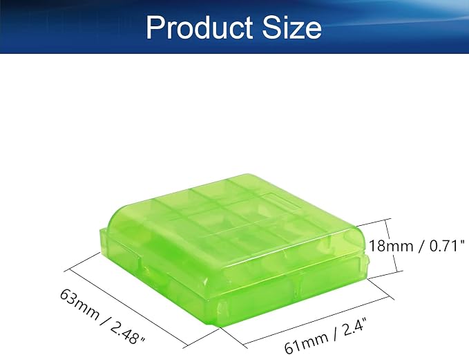 Heyiarbeit 5Pcs AA/AAA PP Battery Organizer Box Storage Case Holder for Carrying - Green