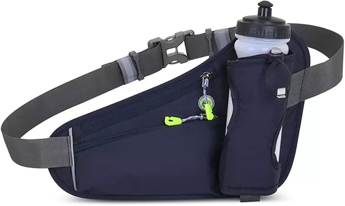 HOTEMIA Fanny Pack with Water Bottle Holder, Hydration Running Belt for Men Women Adjustable Strap Waist Bag Suitable for Hiking Running Walking Jogging Camping (Bottle Not Included)(Dark Blue)
