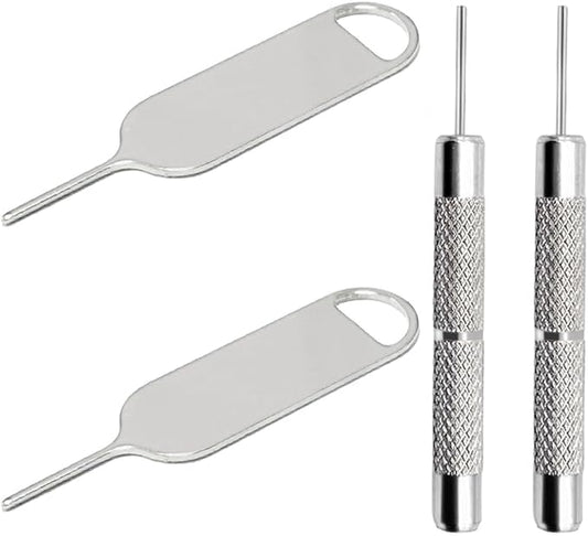 4 Pcs SIM Card Removal Openning Tool Tray Eject Pins Needle Opener Ejector Compatible with All iPhone Apple iPad HTC Samsung Galaxy Cell Phone Smartphone Watchchain Link Remover (Style B)
