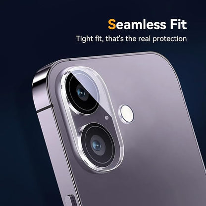 Camera Lens Protector for iPhone 16 6.1" / iPhone 16 plus 6.7"/ iPhone17 6.3",9H Tempered Glass，Ultra HD, Scratch Resistance Easy to Install，Case Friendly，[Does not Affect Night Shots] 3-Pack
