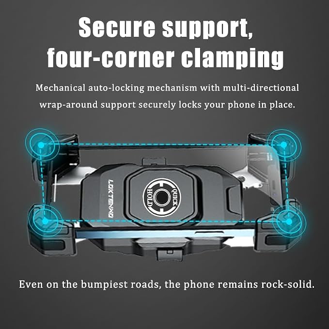 LOKTENWO Anti-Theft UTV Phone Mount with Vibration Dampener, Adjustable UTV Cellphone Holder Fit on 1.5''/1.65''/1.75''/1.85'' Roll Cage Bar, for 5.4''-7'' Smartphone