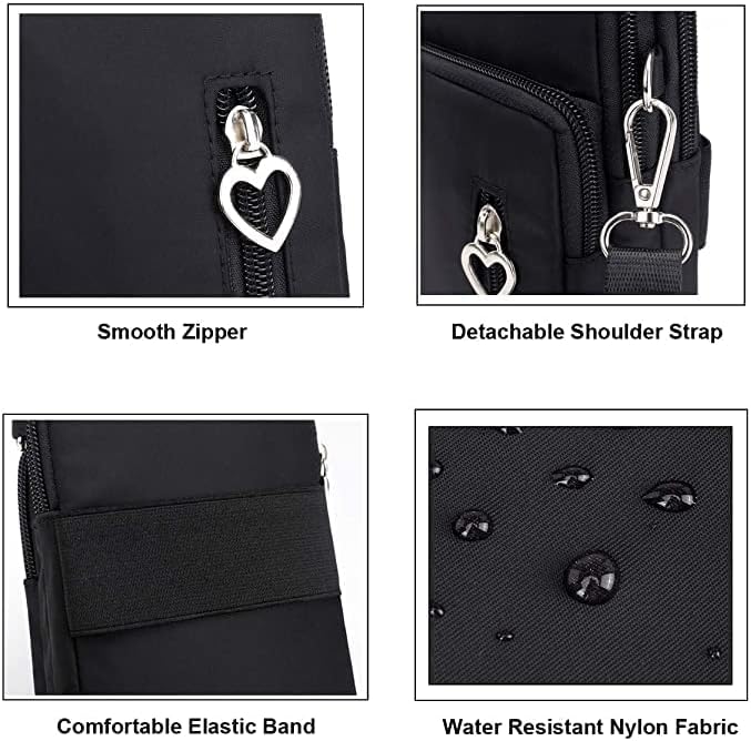 Women Crossbody Cell Phone Purse Wristband Sport Armband Wallet Bag Zipper Nylon Handbags