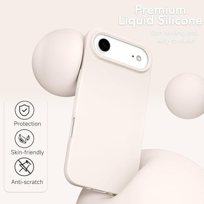 for iPhone 17 Air Case Silicone Compatible with Magsafe Case, Ultra Slim Thin Magnetic Phone Cases Mag Safe, Cute Soft Rubber Gel TPU Matte Wireless Charging Cover for Women, Beige Stone Cream