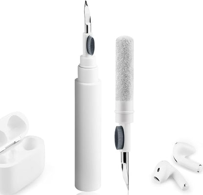 Cleaner Kit for Airpods Pro 1 2 3, 3-in-1 Multi-Function Cleaning Pen Tools Soft Brush Flocking Sponge & Metal Tip for Earbuds, Wireless Earphones, iPhone, Camera, Lens, Bluetooth Headphones (White)