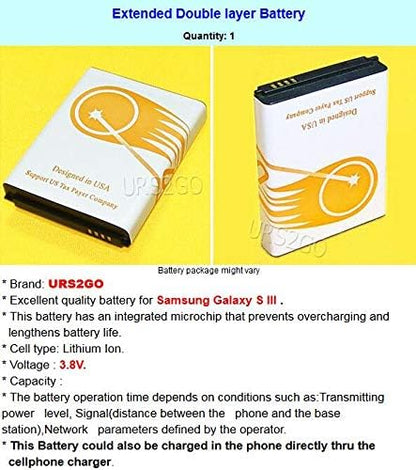 [Upgraded 7300mAh Extended Double Layer Battery Back Cover Desktop Charger Compatible with Samsung Galaxy S3 III i9300 SCH-i535 Verizon Cellphone