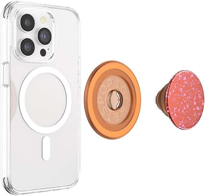 PopSockets Phone Grip for MagSafe, Magnetic Holder, Phone Stand, Orange - Clay Speckle