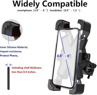 2025 Upgraded Bike Phone Holder ﻿, One Handed Quick Locking and Unlocking for Motorcycle Phone Mount, Handlebar Phone Mount with Four Way Lock Compatible with iPhone,Samsung and 4.8-6'' Smartphones