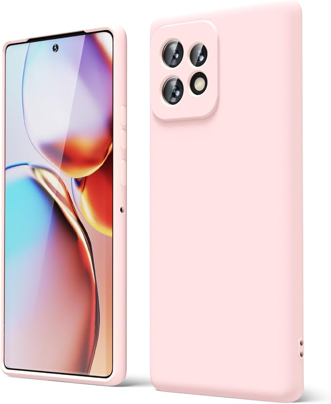 oakxco for Motorola Moto Edge Plus 2023 Case Silicone, Thin Slim Grip Soft Rubber Gel Protective Phone Case for Women, Matte Plain Solid Color Aesthetic Cute Girly Case with Camera Cover, Light Pink
