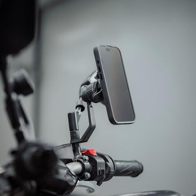 Quad Lock Mirror Stem Motorcycle Phone Mount Kit with Vibration Dampener and MAG Universal Adaptor
