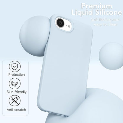 for iPhone 17e 16e Case Silicone Compatible with Magsafe Case, Ultra Slim Thin Magnetic Phone Cases Mag Safe, Cute Soft Rubber Gel TPU Matte Plain Wireless Charging Cover for Women, Light Blue