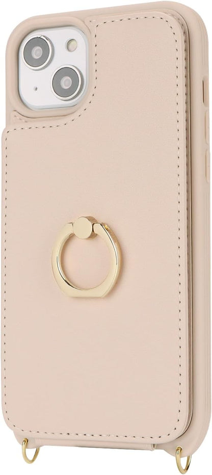 Lipvina for iPhone 14 Plus Case with Card Holder for Women,Phone Case with Strap,Crossbody Lanyard,RFID Blocking,Ring Stand,Snap Clasp,Cute Wallet Cases 6.7 inch (Beige)