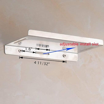 Bathroom Small Cell Phone Shelf Stainless Steel Anti-Slip Phone Holder Stand Wall Mounted for Small Speaker Smartphone Baby Wipes, Polished Chrome