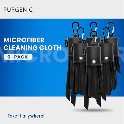 Microfiber Cloth & Glasses Wipes (6 Pack) Lens & Glasses Cleaning Cloth - Eyeglass Cleaner - Camera Lenses & Gadget Delicate Screens - Black