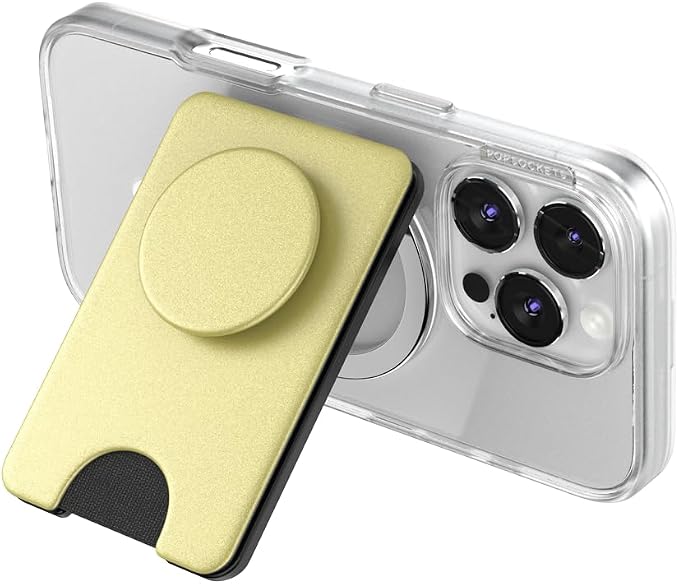 PopSockets Kick-Out Wallet for MagSafe, Adjustable Kickstand, Magnetic Stand, Gold - Painted Gold